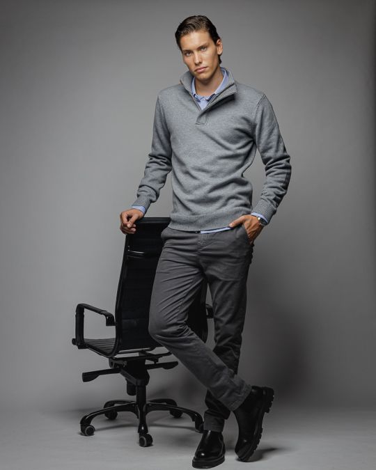 GREY MEN'S KNITTED SWEATER 1D25FW6033LS1101