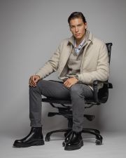 BROWN MEN'S KNITTED SWEATER