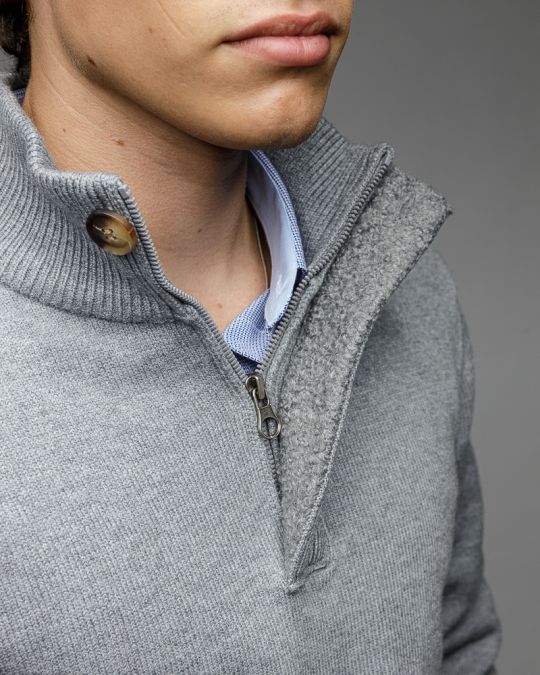 GREY MEN'S KNITTED SWEATER 1D25FW6033LS1101