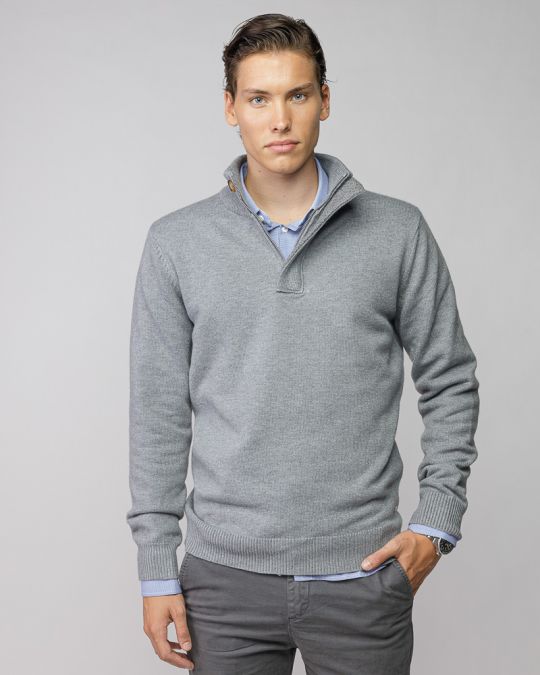 GREY MEN'S KNITTED SWEATER 1D25FW6033LS1101