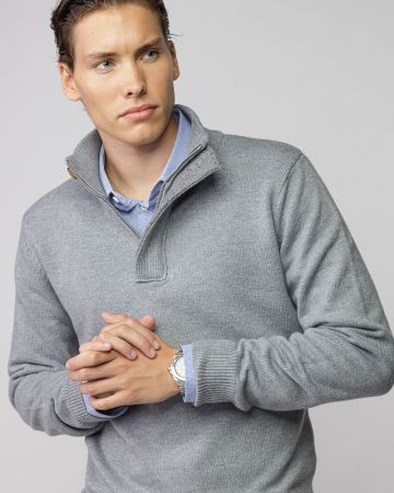 GREY MEN'S KNITTED SWEATER 1D25FW6033LS1101