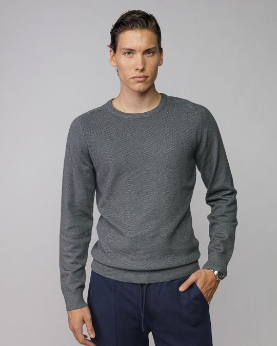 GREY MEN'S KNITTED SWEATER 1D25FW6016LS1101