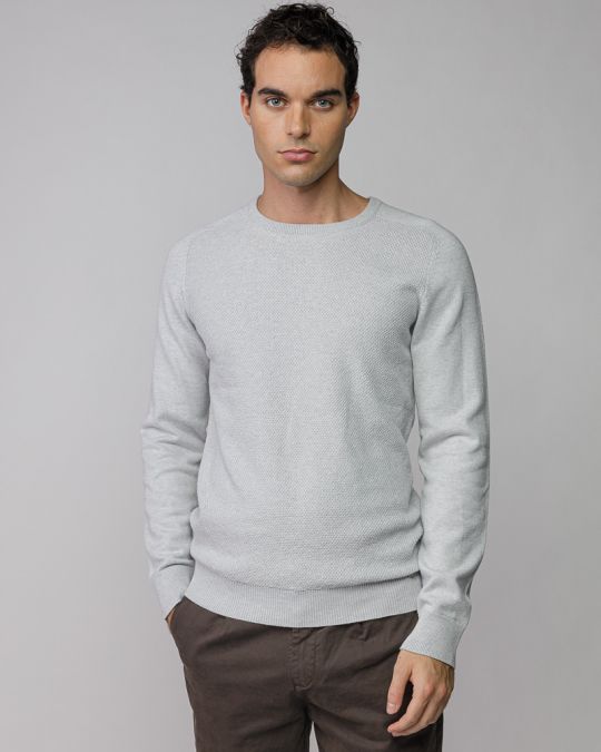 GREY MEN'S KNITTED SWEATER 1D25FW6016LS1101