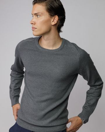 GREY MEN'S KNITTED SWEATER 1D25FW6016LS1101