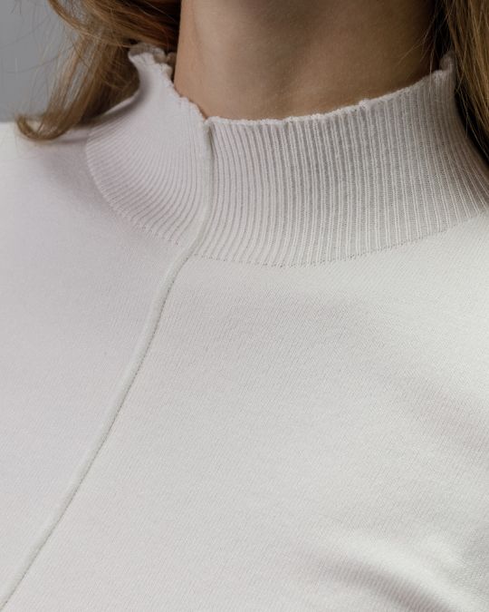 WHITE WOMEN'S KNITTED SWEATER 2D25FW6522LS1101
