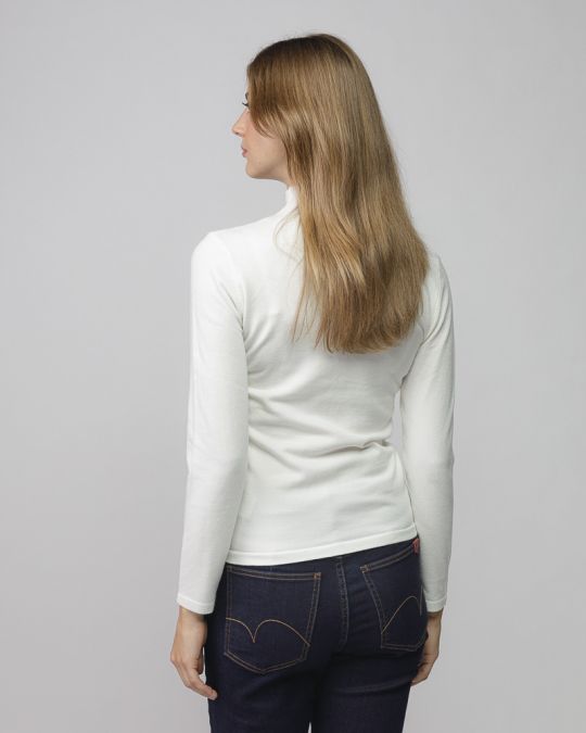 WHITE WOMEN'S KNITTED SWEATER 2D25FW6522LS1101