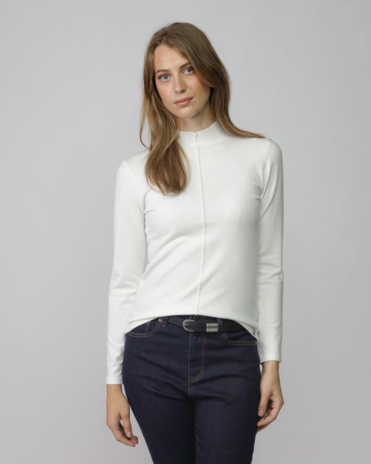 WHITE WOMEN'S KNITTED SWEATER 2D25FW6522LS1101