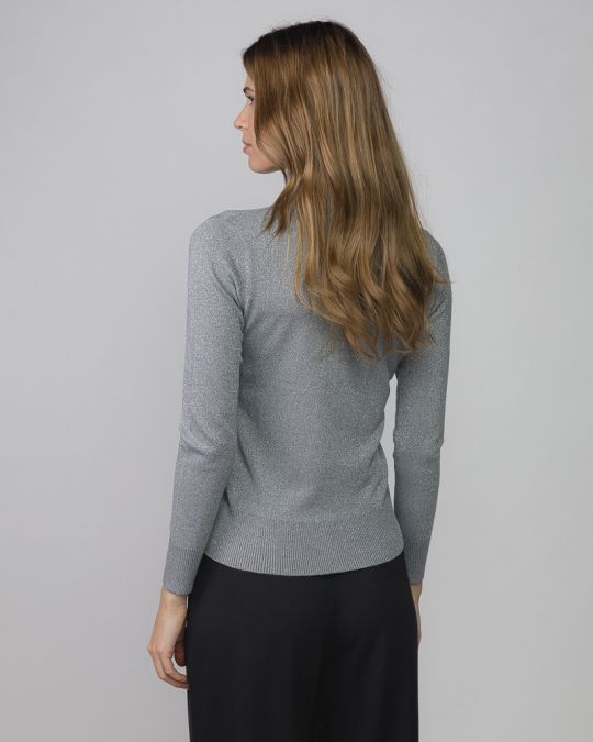 SILVER WOMEN'S KNITTED TURTLENECK SWEATER 2D25FW6540LS1101