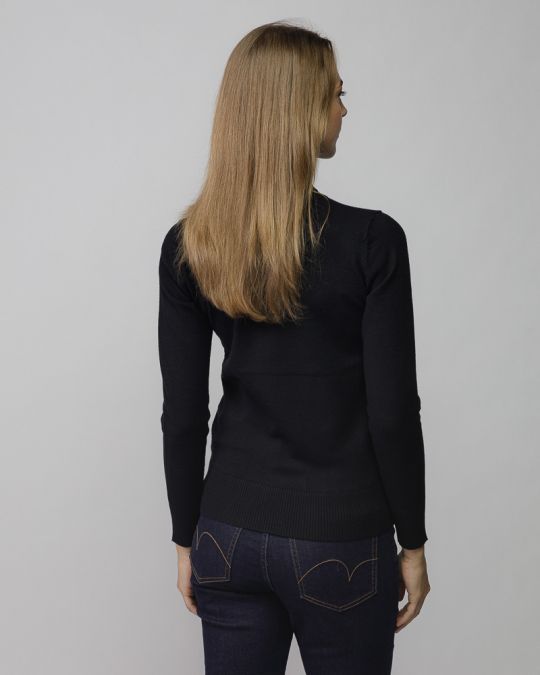 BLACK WOMEN'S KNITTED TURTLENECK SWEATER 2D25FW6540LS1101