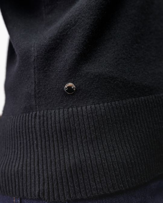 BLACK WOMEN'S KNITTED TURTLENECK SWEATER 2D25FW6540LS1101