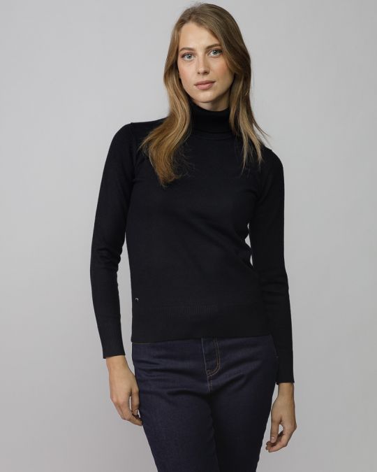 BLACK WOMEN'S KNITTED TURTLENECK SWEATER 2D25FW6540LS1101