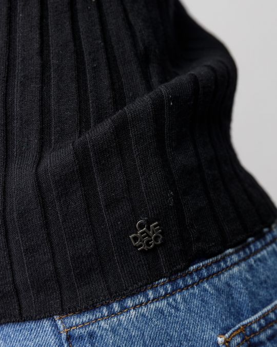 BLACK WOMEN'S KNITTED SWEATER 2D25FW6544LS1101