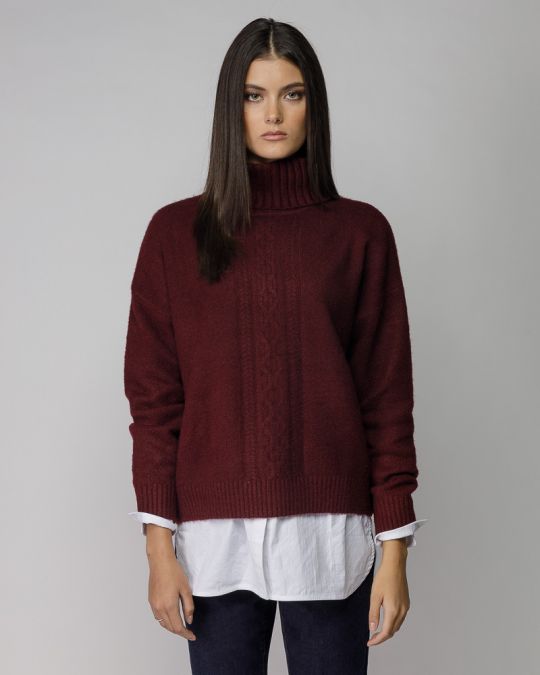 BORDEAUX WOMEN'S KNITTED SWEATER 2D25FW6551LS1101