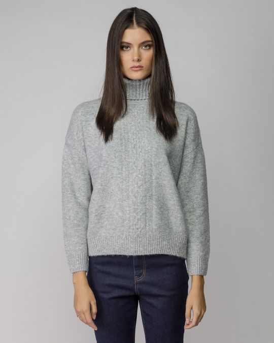 GREY WOMEN'S KNITTED SWEATER 2D25FW6551LS1101