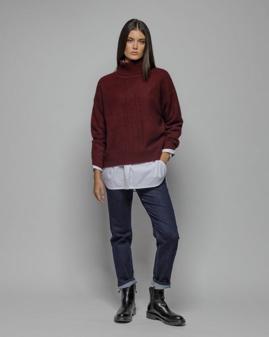 BORDEAUX WOMEN'S KNITTED SWEATER 2D25FW6551LS1101