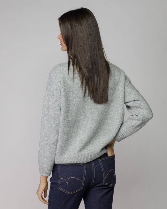 GREY WOMEN'S KNITTED SWEATER 2D25FW6551LS1101