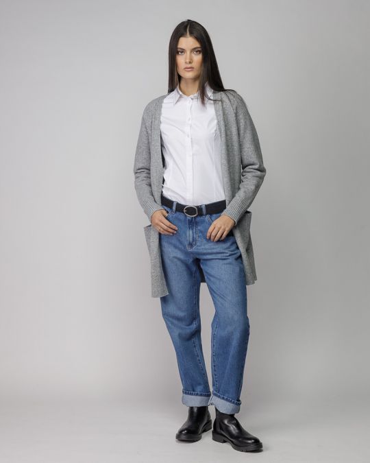 GREY WOMEN'S KNITTED CARDIGAN 2D25FW6553KA1101