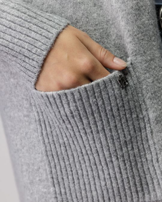 GREY WOMEN'S KNITTED CARDIGAN 2D25FW6553KA1101
