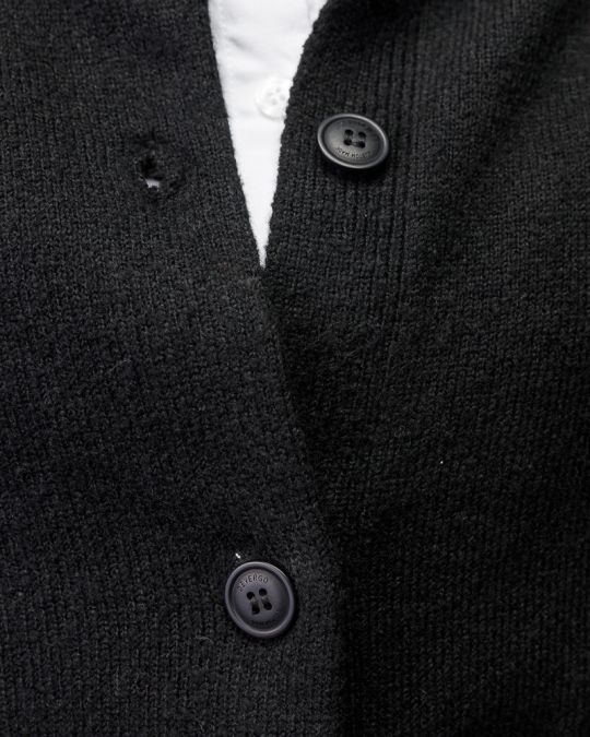 BLACK WOMEN'S KNITTED BUTTON CARDIGAN 2D25FW6554KA1101