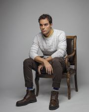 WHITE MEN'S KNITTED SWEATER