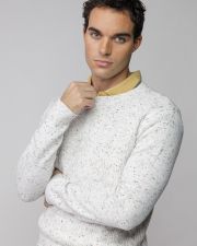 WHITE MEN'S KNITTED SWEATER