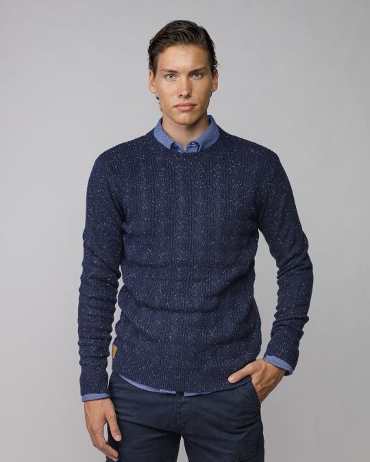 BLUE MEN'S KNITTED SWEATER 1D25FW6035LS1101
