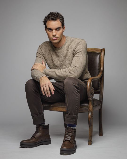 GREY MEN'S KNITTED SWEATER 1D25FW6035LS1101