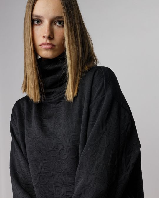 BLACK WOMEN'S JACQUARD SWEATER 2D25FW4596LS1201
