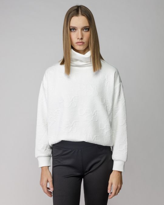 WHITE WOMEN'S JACQUARD SWEATER 2D25FW4596LS1201