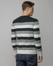 BLACK MEN'S STRIPED KNITTED SWEATER