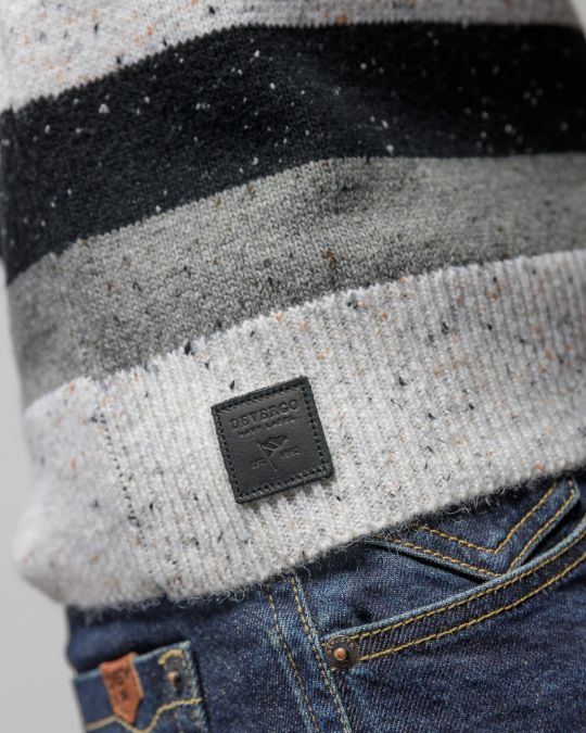 BLACK MEN'S STRIPED KNITTED SWEATER 1D25FW6034LS1101