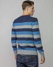 BLUE MEN'S STRIPED KNITTED SWEATER
