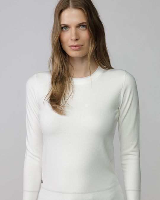 WHITE WOMEN'S KNITTED SWEATER 2D25FW6542LS1101