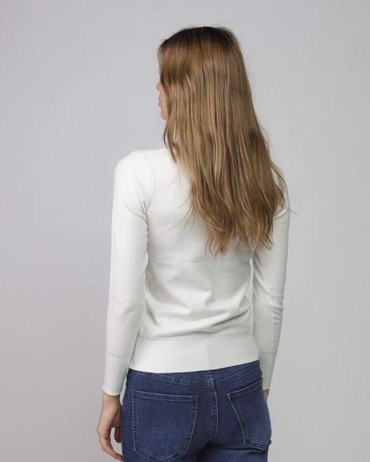 WHITE WOMEN'S KNITTED SWEATER 2D25FW6542LS1101