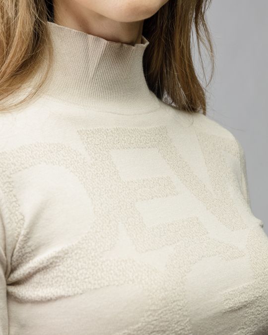 BEIGE WOMEN'S KNITTED SWEATER 2D25FW6543LS1101