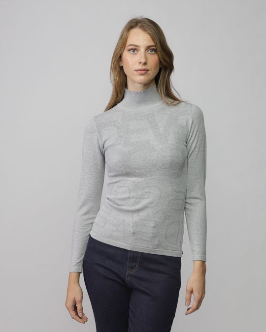 GREY WOMEN'S KNITTED SWEATER 2D25FW6543LS1101