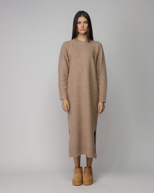 BROWN WOMEN'S KNITTED DRESS 2D25FW9556DR1101
