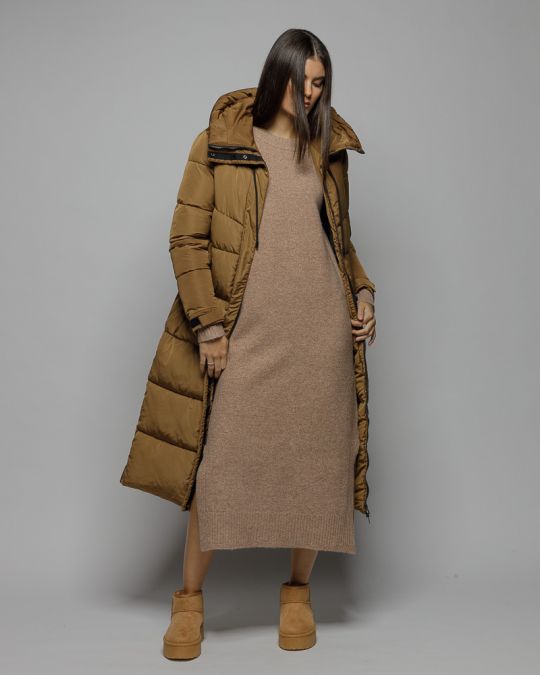 BROWN WOMEN'S KNITTED DRESS 2D25FW9556DR1101