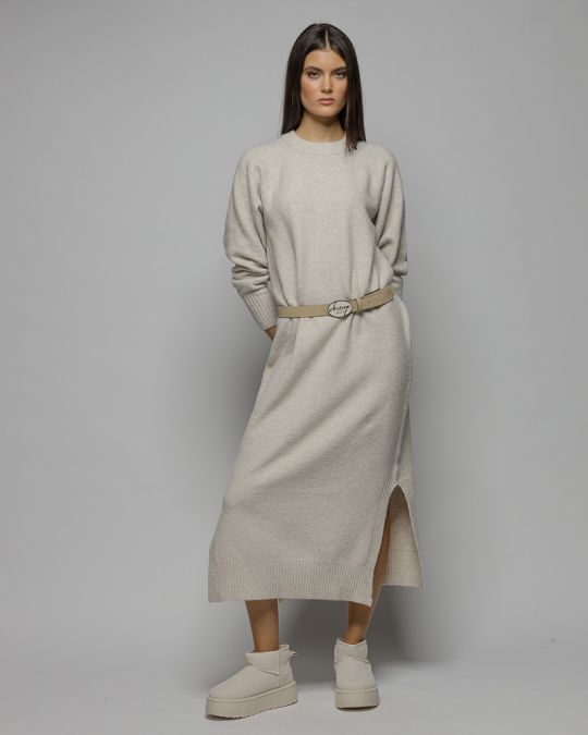 BEIGE WOMEN'S KNITTED DRESS 2D25FW9556DR1101