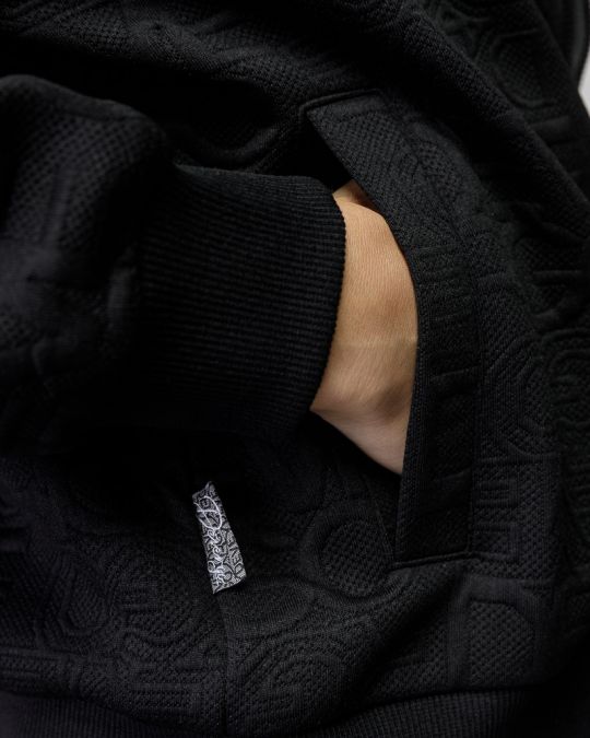 BLACK WOMEN'S ZIP JACQUARD SWEATER 2D25FW4597KA1201