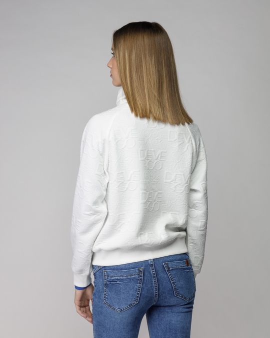 WHITE WOMEN'S ZIP JACQUARD SWEATER 2D25FW4597KA1201