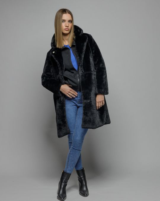 BLACK WOMEN'S ZIP JACQUARD SWEATER 2D25FW4597KA1201