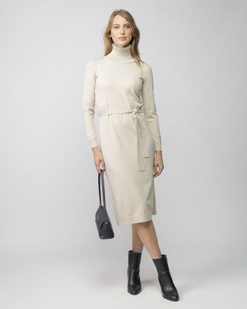 BEIGE WOMEN'S KNITTED DRESS 2D25FW9557DR1101