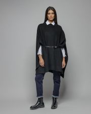 BLACK WOMEN'S KNITTED PONCHO