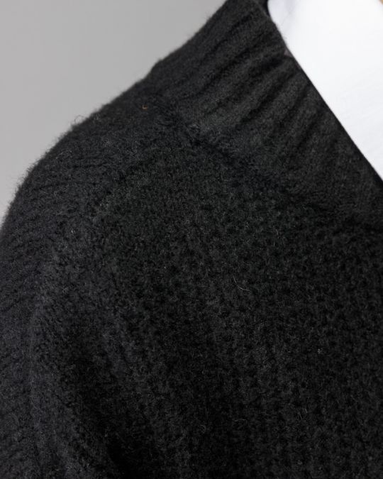 BLACK WOMEN'S KNITTED PONCHO 2D25FW6568SL1101