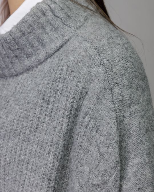 GREY WOMEN'S KNITTED PONCHO 2D25FW6568SL1101