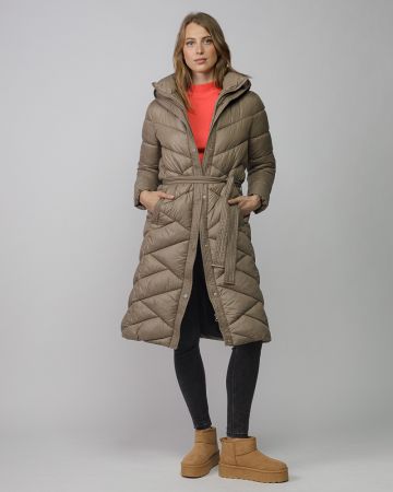 BEIGE WOMEN'S LONG WINTER COAT 2D25FW3598KA1600