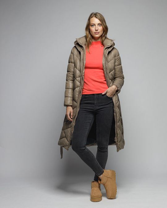 GREY WOMEN'S LONG WINTER COAT 2D25FW3598KA1600