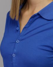 BLUE WOMEN'S LONG SLEEVE POLO SHIRT
