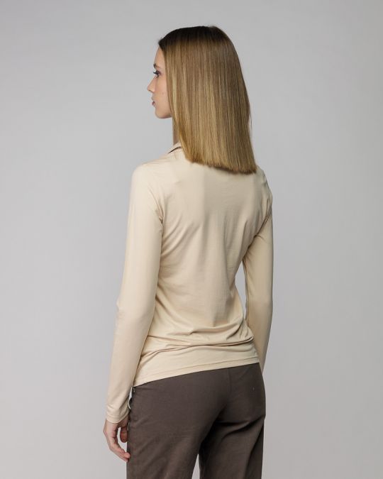 BEIGE WOMEN'S LONG SLEEVE POLO SHIRT 2D25FW4566LS0205